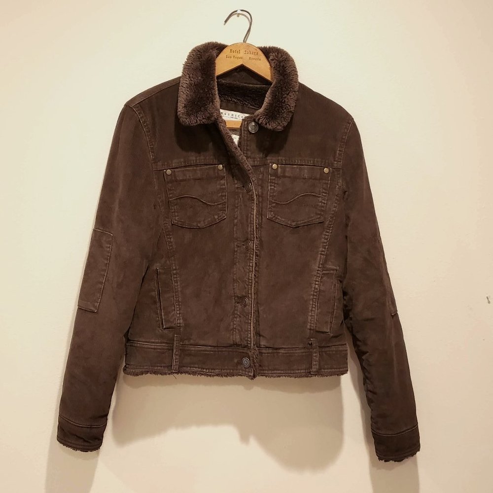 Vintage Sherpa Corduroy Bomber Jacket, Sz S